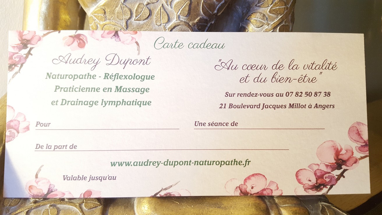 carte cadeau bon cadeau séance bien être massage drainage lymphatique à angers